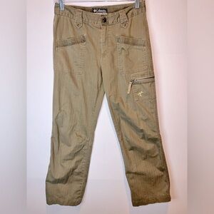 Columbia Cargo Pants Womens Size 4 Brown Striped Wide Leg Zip Pocket Hiking Pant